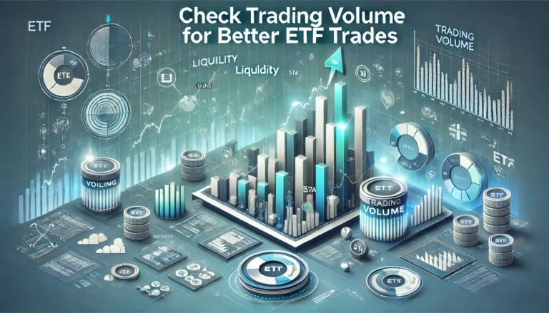 DALL·E 2024-12-12 12.51.43 - A detailed horizontal infographic illustrating the importance of checking trading volume when investing in ETFs. The design features a dynamic stock m